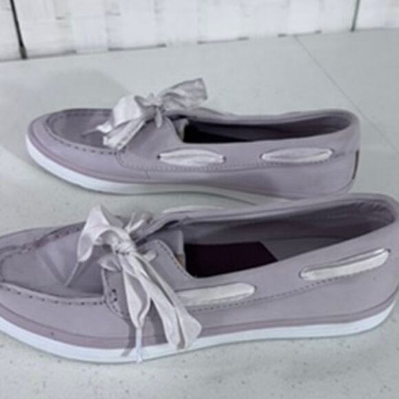 "SPERRY" Sailor ,Leather, Ribbon Lace- Up Boat Shoe , Gray/Lavender,SZ 8, Summer - Picture 2 of 8